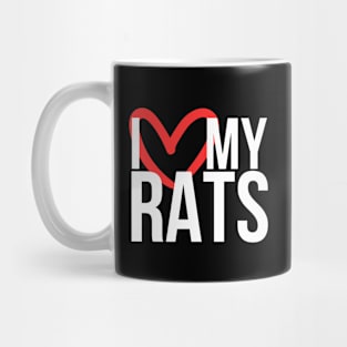 I love my rats - for rat lovers, with heart - white variant Mug